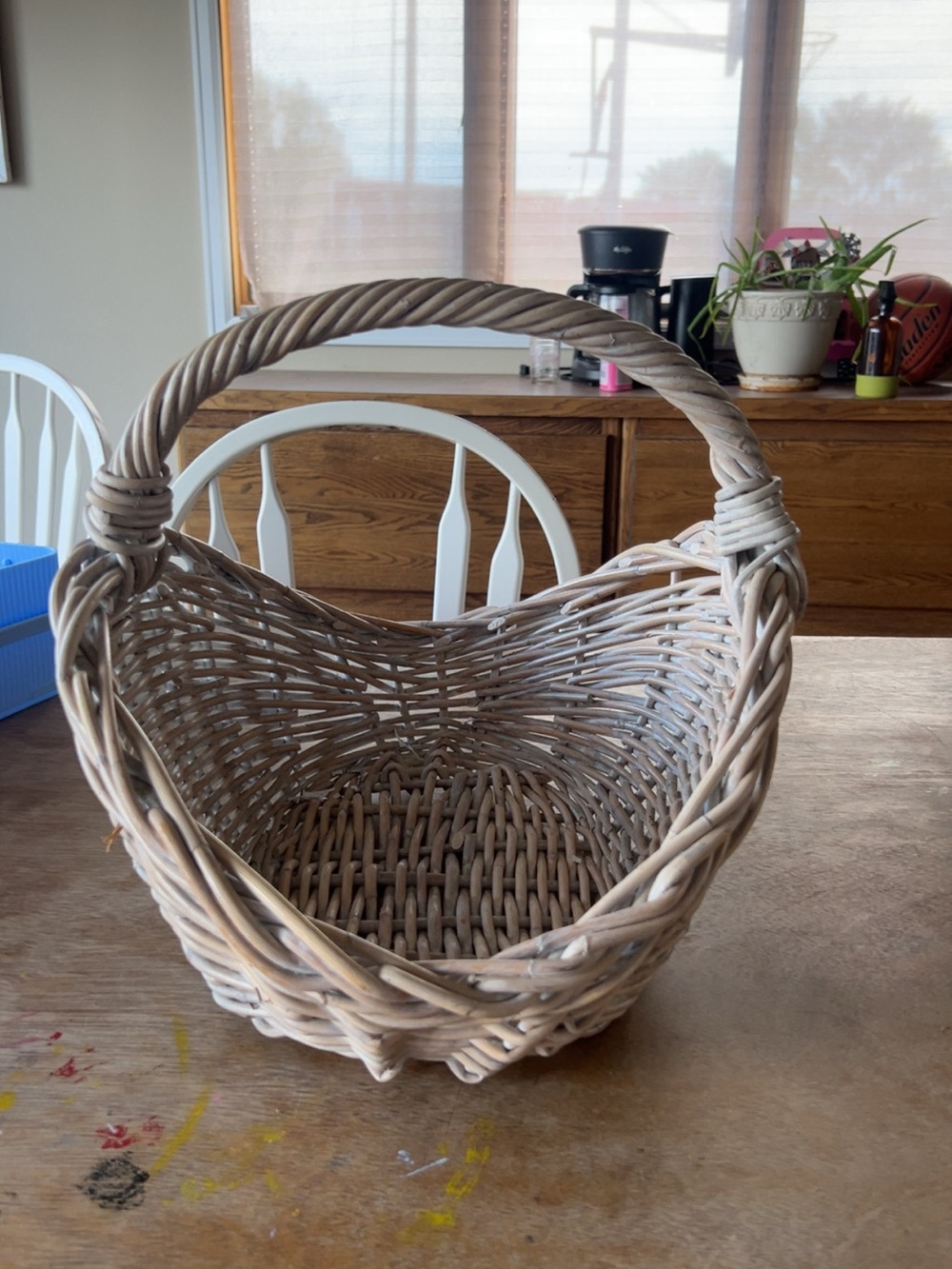 Woven Willow Basket with Handle - Natural Beige